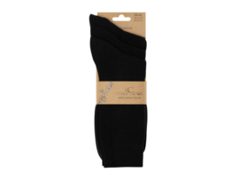 Premium 100% katoenen sokken - Rib - Naadloos - 3 Pack - Zwart