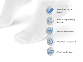 12 paar Katoenen sneakersokken - Naadloos - Wit
