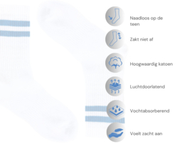 3 paar Naadloze damessokken met strepen - Wit/Blauw