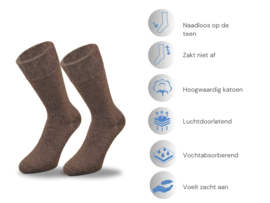 6 paar SQOTTON® Katoenen sokken - Naadloos - Bruin/Beige-mix