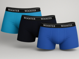 3-Pack WOOSTER® Heren Boxershorts - Marineblauw-Blauw-Lichtblauw