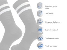 3 paar Naadloze herensokken met strepen - Zwart/Wit