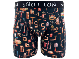 Boxershort - SQOTTON® - Robots - Zwart