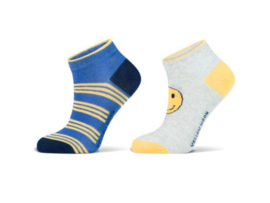 2 paar sneakersokken - Smiley - Grijs/Blauw