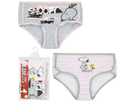 2 Pack Meisjes slips - Snoopy - Grijs-Roze