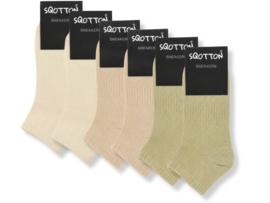 6 paar Katoenen dames sneakersokken - Naadloze sokken - Botanic mix