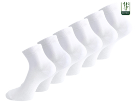 6 paar Naadloze Bamboe Quartersokken - Wit