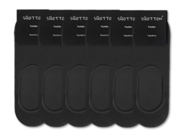 6 paar SQOTTON® Invisible sneakersokken - Footies - Siliconen hiel - Zwart