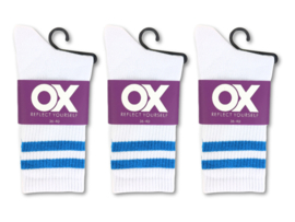 3 paar Naadloze damessokken met strepen - Wit/Blauw