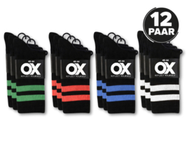 12 Paar Naadloze Sportsokken - Zwart met Gekleurde strepen