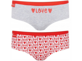 Cadeau - Dames slips - Love - Grijs/Rood