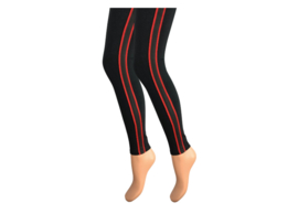 Dames legging - Katoen - Gestreept - Zwart-Rood