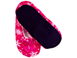 Pantoffels Dames - Wollen sloffen - Antislip - Sneeuwvlokjes - Roze