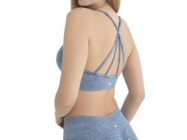Sportbeha met gekruiste bandjes - WOOSTER® - Jeansblauw