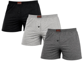 3-Pack Katoenen heren boxershorts - Losse pasvorm - Zwart/Grijs/Antraciet
