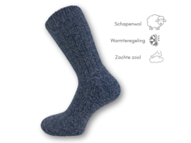 6 paar Noorse wollen sokken - Gemêleerd Marineblauw