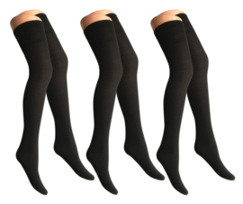 3 paar Dames panty/overknees - 70 denier - zwart