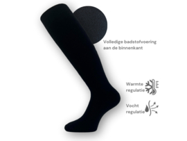 3 paar SQOTTON® Kniekousen met Badstofvoering - Naadloos - Zwart