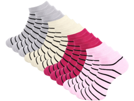 12 paar Dames sneakersokken - Soft Mix - Black Stripes