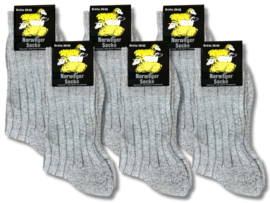 6 paar Noorse wollen sokken - Licht Grijs Gemêleerd