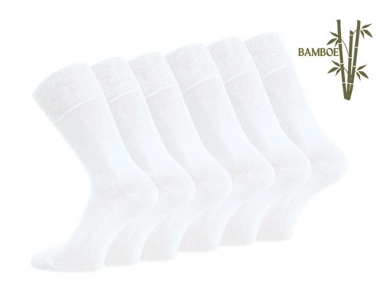 6 paar SQOTTON® Bamboe sokken - Naadloos - Wit