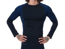 Heren thermoshirt met lange mouwen - Blauw/Zwart