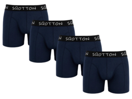 SQOTTON® Heren Boxershorts 4-Pack - Normale Lengte - Marineblauw