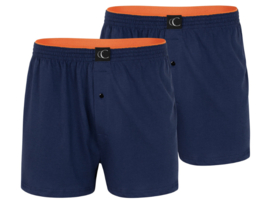 2 pack heren boxershorts met knoop - 100% Katoen - Marineblauw