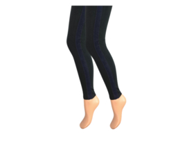 Dames legging - Katoen - Zwart - Fluweel Marine streep