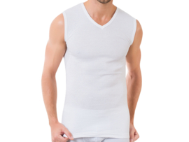9 stuks SQOTTON® A-shirt - V-hals - mouwloos - Wit