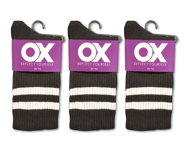 3 paar Naadloze damessokken met strepen - Zwart/Wit