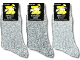 3 paar Noorse wollen sokken - Licht Grijs Gemêleerd Mix