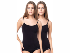 2 stuks Dames onderhemd - spaghettibandjes - Slimfit - Zwart