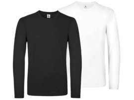 2-Pack Herenshirt met lange mouw - 100% Katoen - Zwart/Wit
