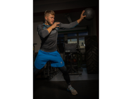 Performance heren sportset - Sportshirt met lange mouwen - Lange sportbroek - Zwart/Grijs