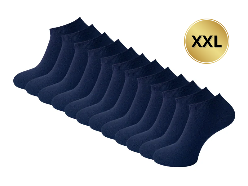 12 paar Sneakersokken XXL - SQOTTON® - Naadloos - Marineblauw