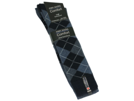 3 paar Heren kniekousen - Geruit - Blauw-mix
