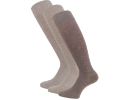 3 paar Katoenen kniekousen - Naadloos - Drukvrije boord - Bruin/Beige mix