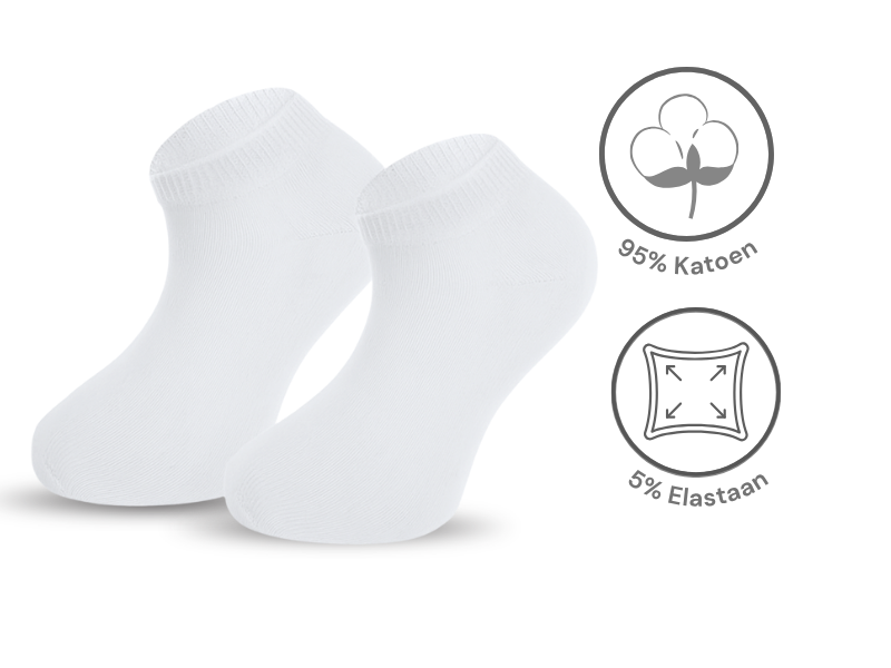 5 paar Kids Sneakersokken - Katoen - SQOTTON® - Wit