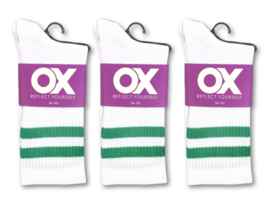 3 paar Naadloze damessokken met strepen - Wit/Groen