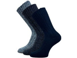 3 Paar Noorse sokken - Thermo - Blauw Mix