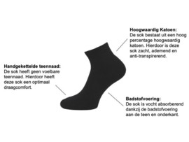 6 paar Quarter sokken - Badstof - Naadloos - Gold Label - Zwart