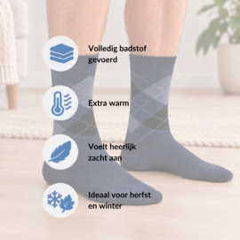 6 paar heren thermosokken - volledige badstofvoering - Ruit-mix