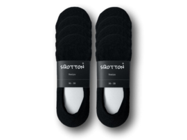 8 paar Footies - SQOTTON - Platte naad - Zwart