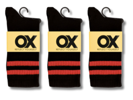 3 paar Naadloze herensokken met strepen - Zwart/Rood