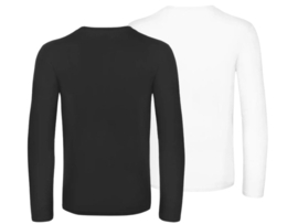 2-Pack Herenshirt met lange mouw - 100% Katoen - Zwart/Wit