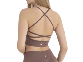 Sportbeha met spaghettibandjes en gekruiste rug – WOOSTER® - Bruin