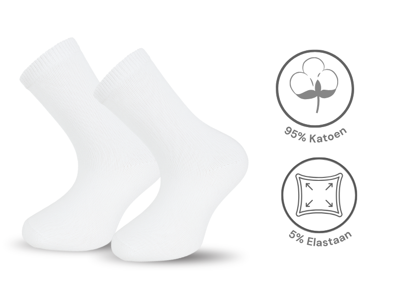 5 paar Kindersokken - Katoen - SQOTTON® - Wit