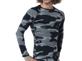 Heren thermoshirt met lange mouwen - Camouflage Zwart