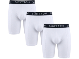 3-Pack SQOTTON® boxershort - Extra lange pijp - Wit